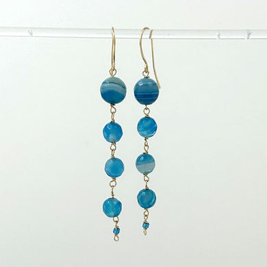 14K Gold Filled Blue Lace Agate Hook Earrings