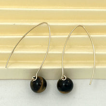 Load image into Gallery viewer, 14K Gold Filled Tiger Eye V-Wire Earrings (8mm)