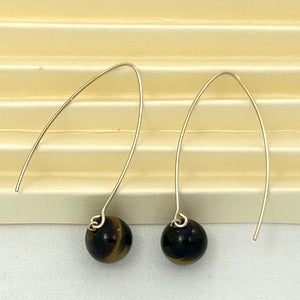 14K Gold Filled Tiger Eye V-Wire Earrings (8mm)