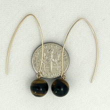 Load image into Gallery viewer, 14K Gold Filled Tiger Eye V-Wire Earrings (8mm)