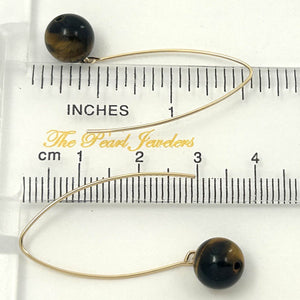 14K Gold Filled Tiger Eye V-Wire Earrings (8mm)