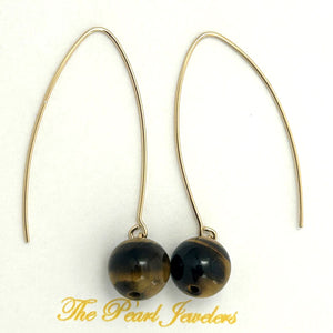 14K Gold Filled Tiger Eye V-Wire Earrings (8mm)