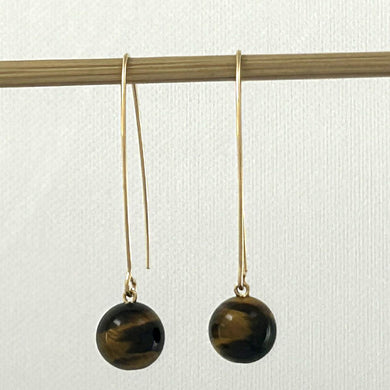 14K Gold Filled Tiger Eye V-Wire Earrings (8mm)