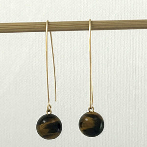 14K Gold Filled Tiger Eye V-Wire Earrings (8mm)
