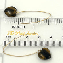 Load image into Gallery viewer, 14K Gold Filled Tiger Eye Heart V-Wire Earrings