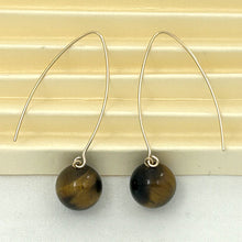 Load image into Gallery viewer, 14K Gold Filled Tiger Eye V-Wire Earrings
