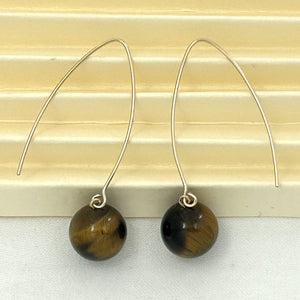 14K Gold Filled Tiger Eye V-Wire Earrings