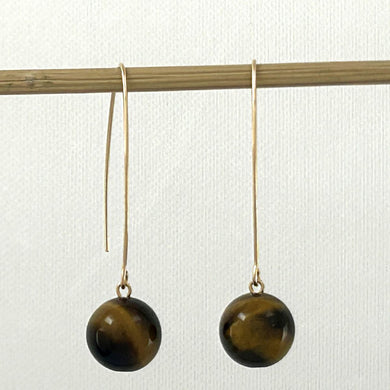 14K Gold Filled Tiger Eye V-Wire Earrings