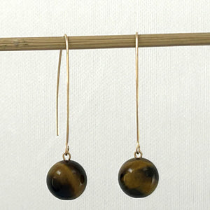14K Gold Filled Tiger Eye V-Wire Earrings