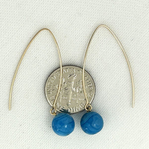 14K Gold Filled Turquoise-Color Agate V-Wire Earrings (8mm)