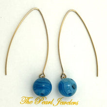 Load image into Gallery viewer, 14K Gold Filled Turquoise-Color Agate V-Wire Earrings (8mm)