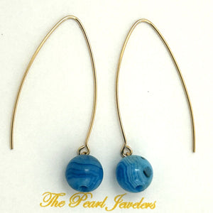14K Gold Filled Turquoise-Color Agate V-Wire Earrings (8mm)