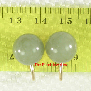 14K Yellow Gold-Filled Celadon Green Jade Clip Earrings (Non-Pierced)