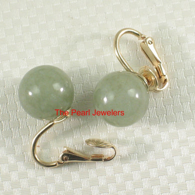 14K Yellow Gold-Filled Celadon Green Jade Clip Earrings (Non-Pierced)