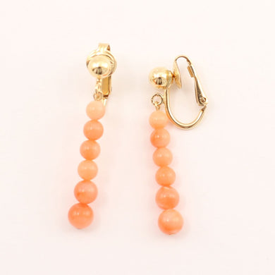 14K Yellow Gold Filled Non-Pierced Clip-On Coral Earrings
