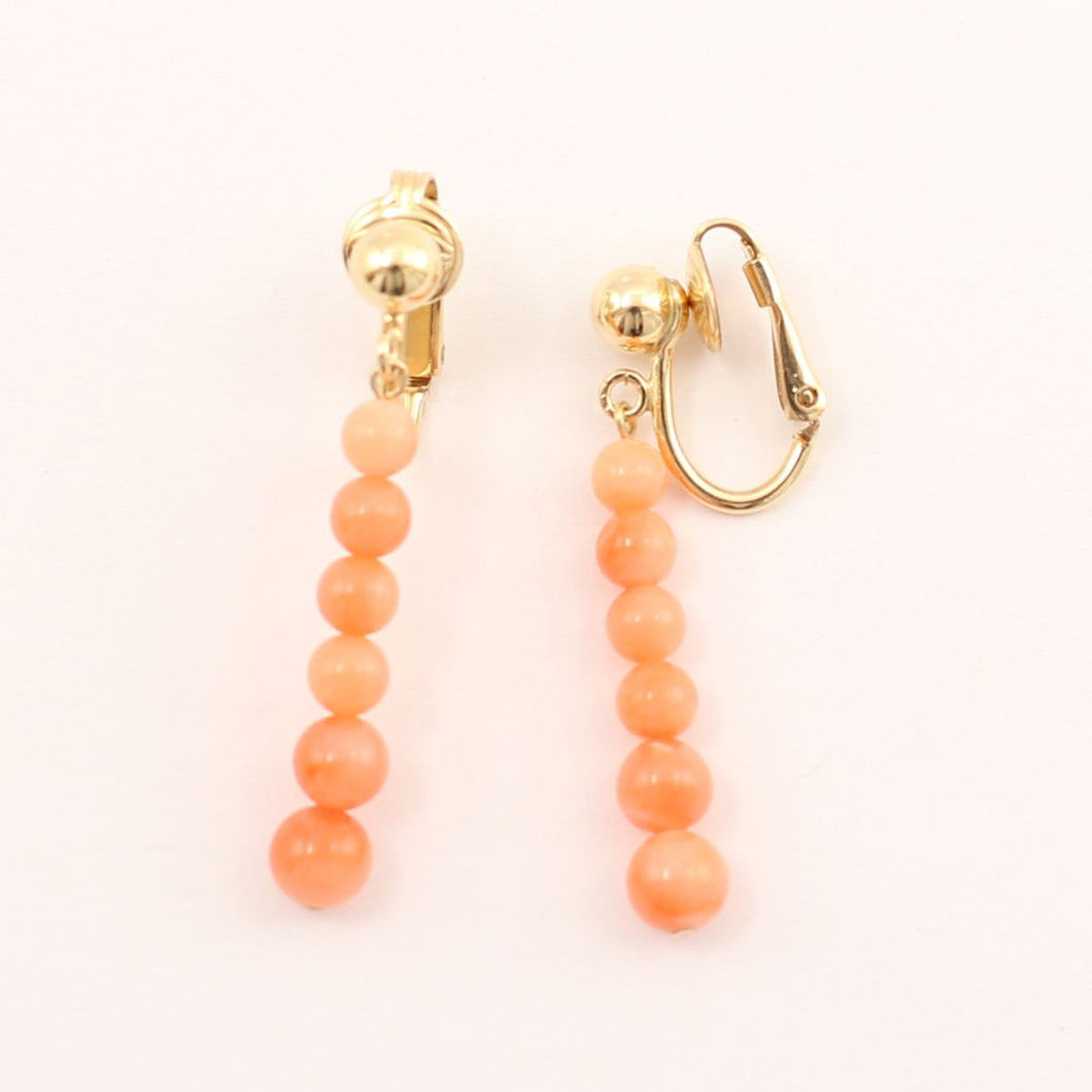14K Yellow Gold Filled Non-Pierced Clip-On Coral Earrings