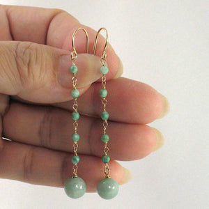 14K Yellow Gold-Filled Jade Ball Hook Earrings