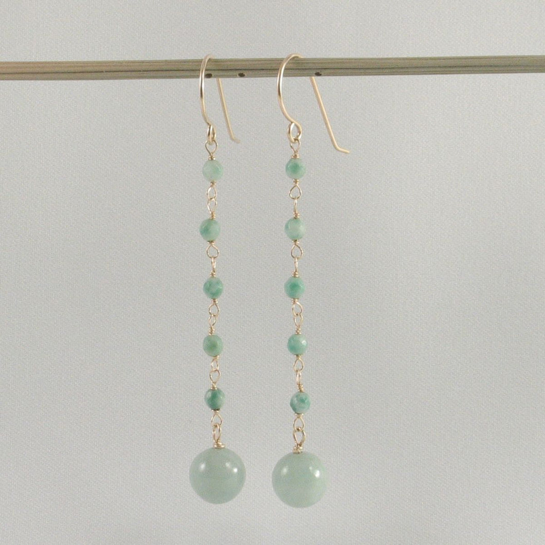 14K Yellow Gold-Filled Jade Ball Hook Earrings
