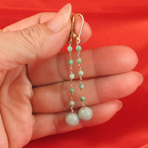 14K Yellow Gold-Filled Jade Ball Leverback Drop Earrings