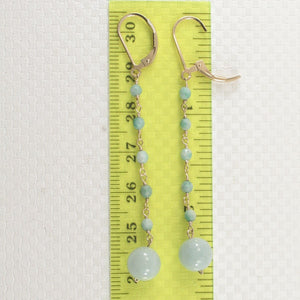 14K Yellow Gold-Filled Jade Ball Leverback Drop Earrings
