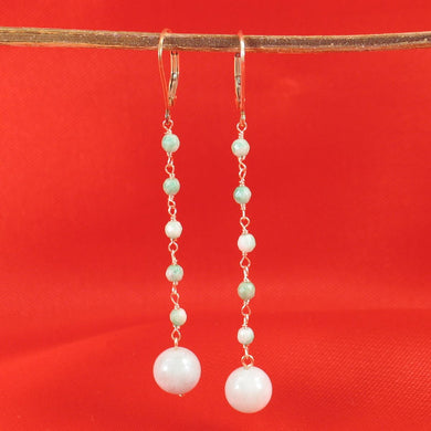 14K Yellow Gold-Filled Jade Ball Leverback Drop Earrings