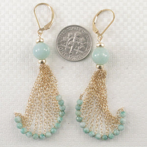 14K Yellow Gold-Filled Jade Ball Leverback Drop Earrings