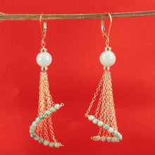 Load image into Gallery viewer, 14K Yellow Gold-Filled Jade Ball Leverback Drop Earrings