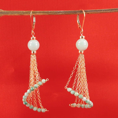 14K Yellow Gold-Filled Jade Ball Leverback Drop Earrings