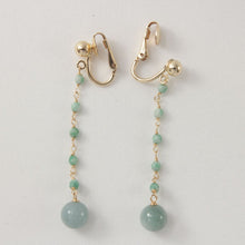 Load image into Gallery viewer, 14K Yellow Gold-Filled Non-Pierced Clip-On Jade Earrings