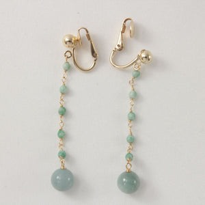 14K Yellow Gold-Filled Non-Pierced Clip-On Jade Earrings