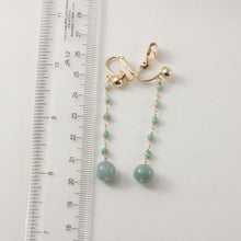 Load image into Gallery viewer, 14K Yellow Gold-Filled Non-Pierced Clip-On Jade Earrings