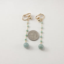 Load image into Gallery viewer, 14K Yellow Gold-Filled Non-Pierced Clip-On Jade Earrings
