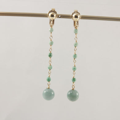14K Yellow Gold-Filled Non-Pierced Clip-On Jade Earrings