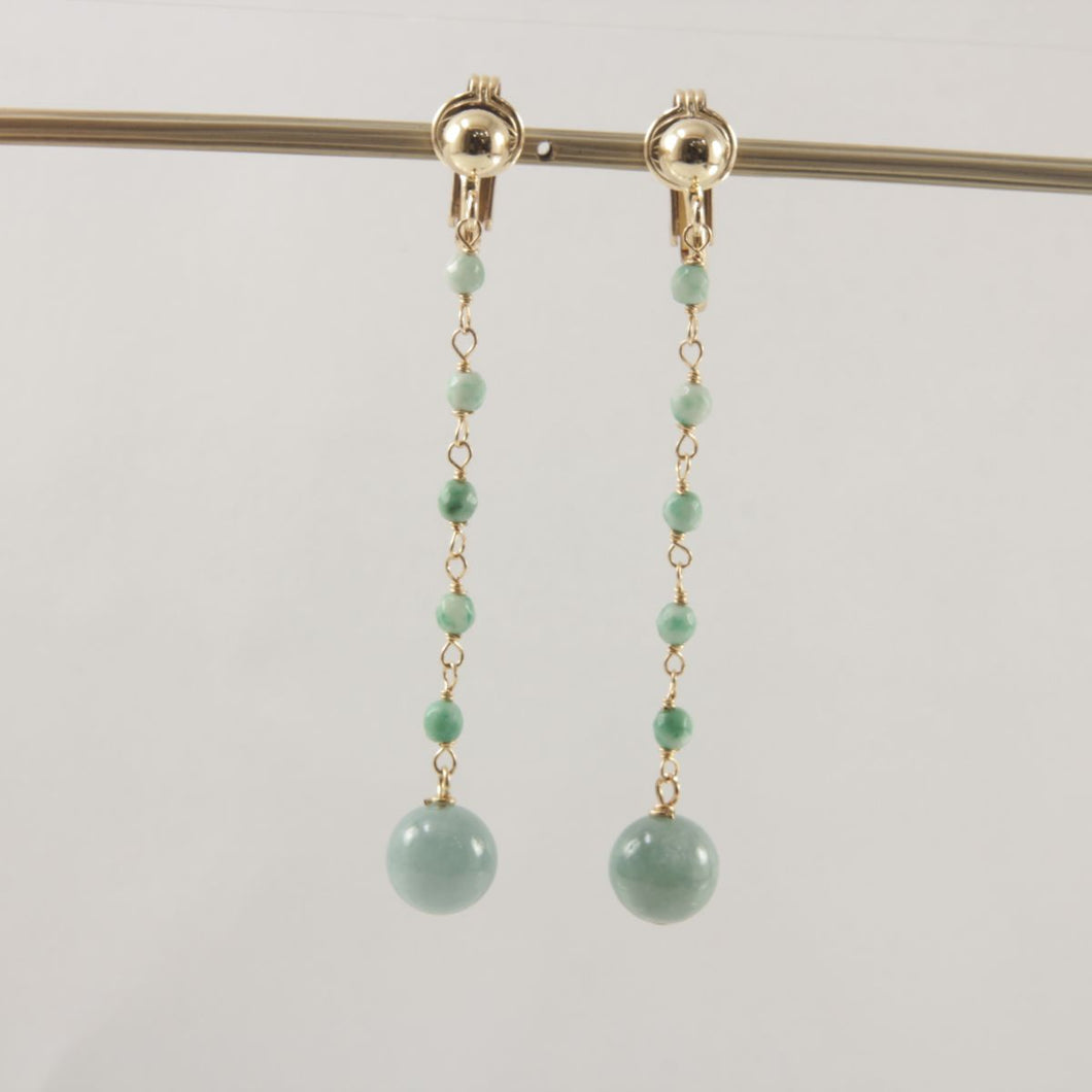 14K Yellow Gold-Filled Non-Pierced Clip-On Jade Earrings