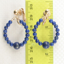 Load image into Gallery viewer, 14K Yellow Gold-Filled Non-Pierced Clip-On Lapis Lazuli Earrings (36mm