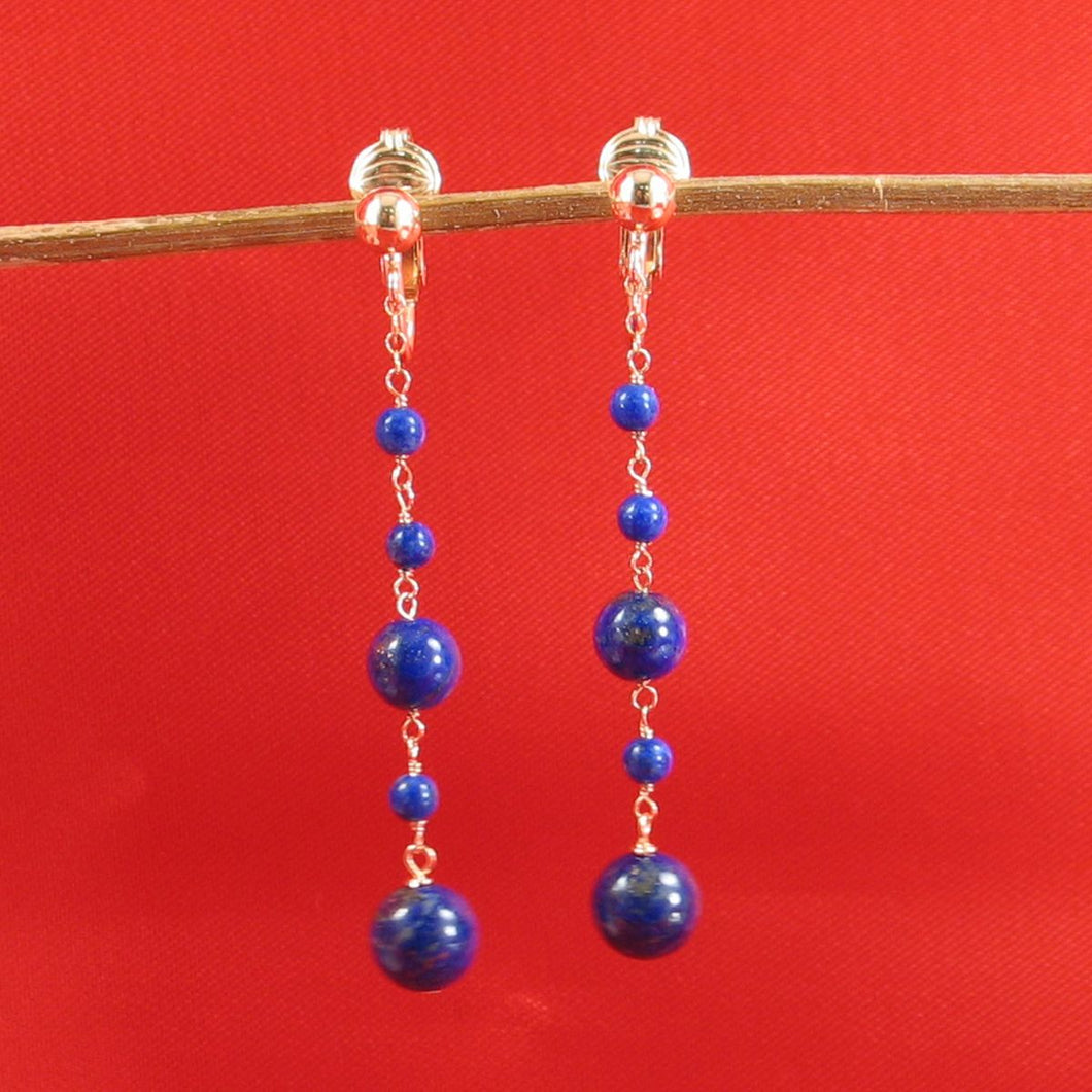 14K Yellow Gold-Filled Non-Pierced Clip-On Lapis Lazuli Earrings