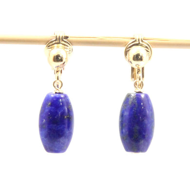 14K Yellow Gold-Filled Non-Pierced Clip-On Lapis Lazuli Earrings (Dome Shape)