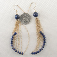 Load image into Gallery viewer, 14K Yellow Gold-Filled Hook Lapis Lazuli Drop Earrings