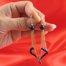Load image into Gallery viewer, 14K Yellow Gold-Filled Hook Lapis Lazuli Drop Earrings