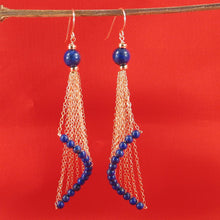 Load image into Gallery viewer, 14K Yellow Gold-Filled Hook Lapis Lazuli Drop Earrings