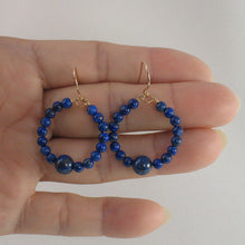 Load image into Gallery viewer, 14K Yellow Gold-Filled Lapis Lazuli Hook Earrings