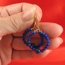 Load image into Gallery viewer, 14K Yellow Gold-Filled Lapis Lazuli Leverback Drop Earrings (32 Beads)