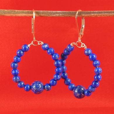 14K Yellow Gold-Filled Lapis Lazuli Leverback Drop Earrings (32 Beads)