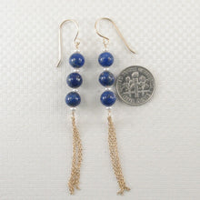 Load image into Gallery viewer, 14K Yellow Gold-Filled Lapis Lazuli &amp; Pearl Hook Earrings