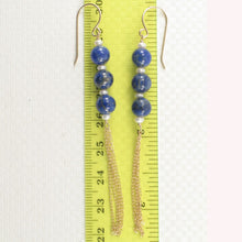 Load image into Gallery viewer, 14K Yellow Gold-Filled Lapis Lazuli &amp; Pearl Hook Earrings