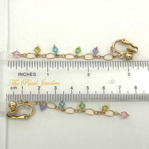14K Yellow Gold-Filled Non-Pierced Clip-On Rainbow Glass Bead Earrings