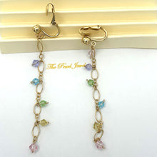 Load image into Gallery viewer, 14K Yellow Gold-Filled Non-Pierced Clip-On Rainbow Glass Bead Earrings