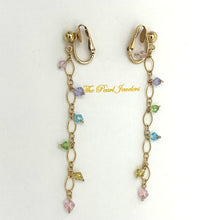 Load image into Gallery viewer, 14K Yellow Gold-Filled Non-Pierced Clip-On Rainbow Glass Bead Earrings