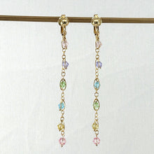 Load image into Gallery viewer, 14K Yellow Gold-Filled Non-Pierced Clip-On Rainbow Glass Bead Earrings