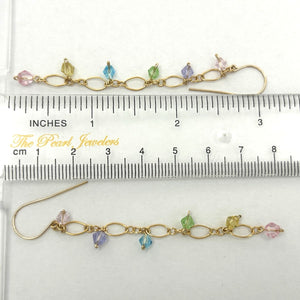 14K Yellow Gold-Filled Rainbow Glass Bead Hook Earrings